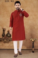 Wedding Ethnic Bollywood Cotton Kurta Payjama Set For Men's, Traditional