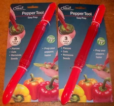 Lot 2 Jokari Pepper Tool Easy Prep 3 in 1 Multi Use Pierce Cut Remove Seeds Prep