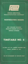 Vintage 1972 PENN CENTRAL RAILROAD NORTHEASTERN REGION EMPLOYEE TIMETABLE #6