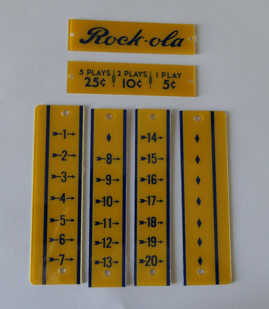 Rock-Ola 1939 Standard Jukebox Logo, Pricing and Title Strip