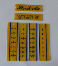 Rock-Ola 1939 Jukebox Estándar Logo, Precio y Tira de Título Plásticos: 6 Piezas