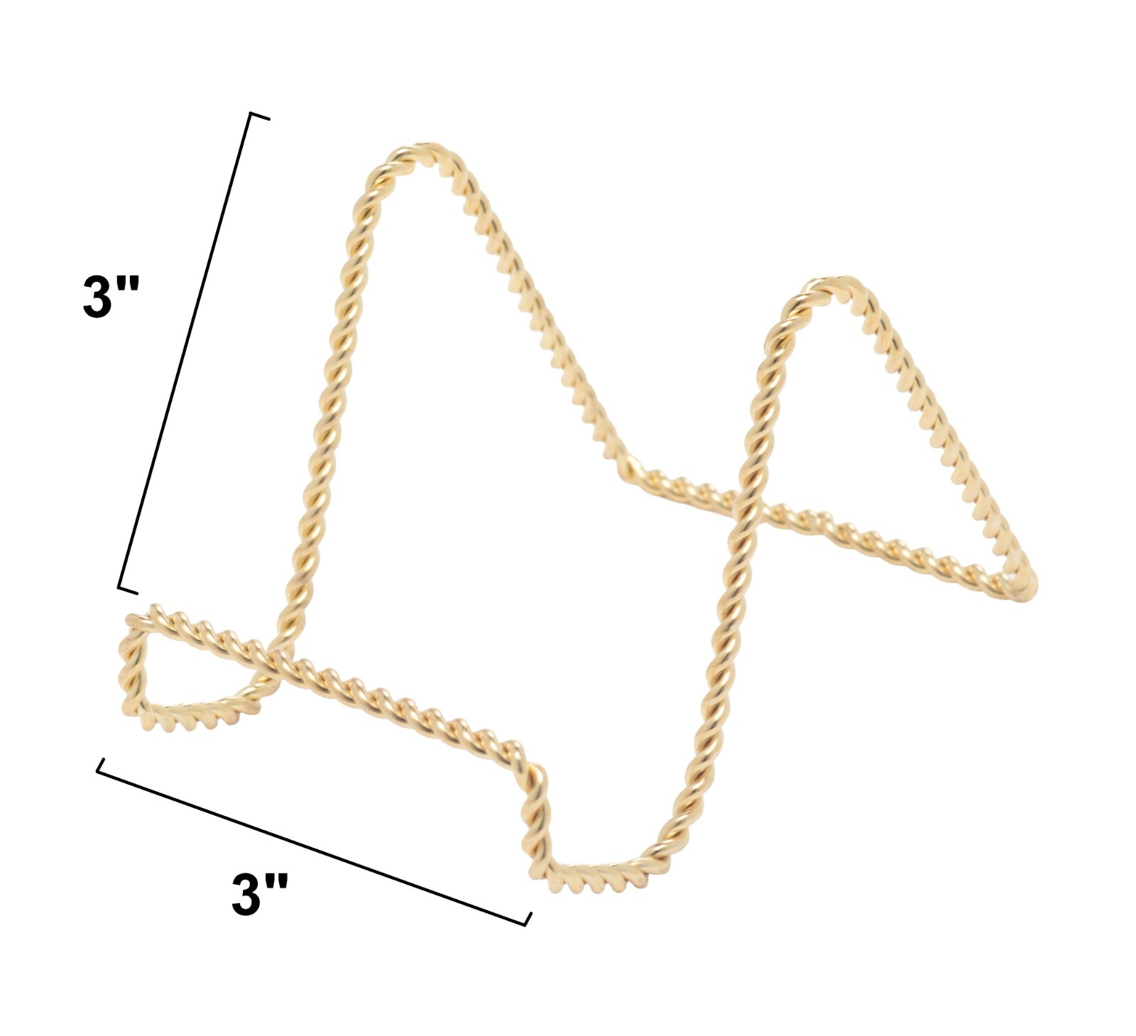 Brass Twisted Wire Easels - 3 Inch Gold Plate Stands for Display | 6 Pack