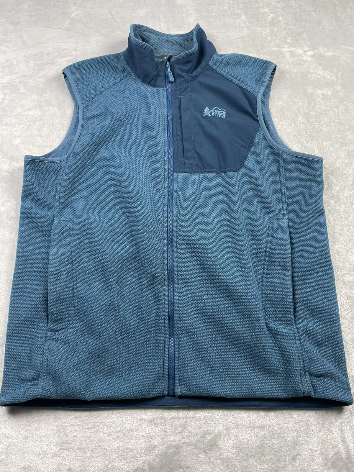 REI Co-op Vest Mens Blue Full Zip Polartec 2016 Recycled Polyester Casual Size L