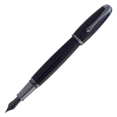 Monteverde Super Mega Fountain Pen in Carbon Fiber with Gunmetal Trim - Medium