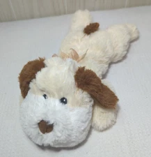 Greenbrier International cream Plush puppy dog brown ears white snout lying down