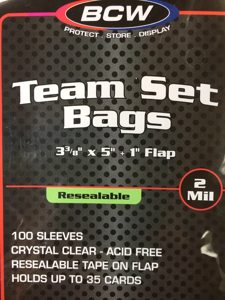 100 BCW TEAM SET BAGS for SPORTS CARDS 1 Pack of 100 TEAM BAGS Clear / Acid Free - Image 3 of 4