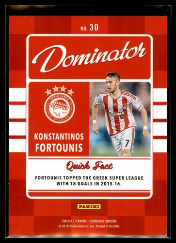 2016-17 Donruss Soccer Dominator GOLD #30 Konstantinos Fortounis - Olympiacos FC - Bild 2 von 2
