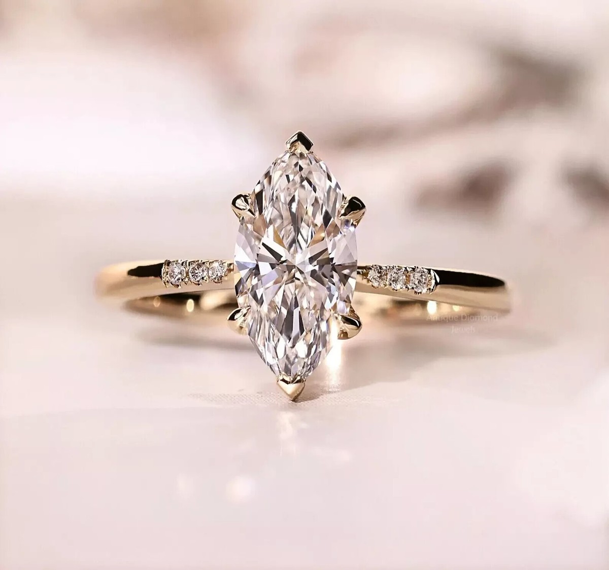 14k Yellow Gold Plated Marquise Simulated Diamond