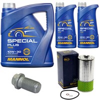MotoröL Set Mannol 10W-30 7 Liter + ÖLfilter + Schraube FüR Mercedes 100 Bus