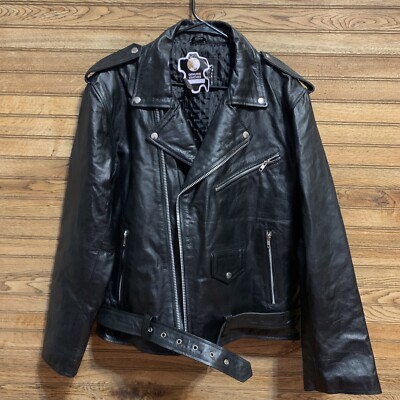 Genuine Leather Brand Classic Brando Motorcycle Jacket Side Lacing Sz Medium NWT