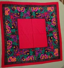 Vintage Scarf Challis by Berkshire Acrylic Japan Floral Roses Square 30"x30"