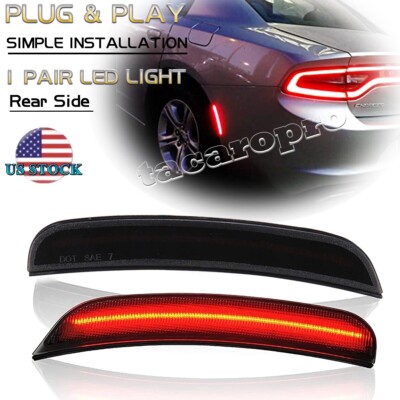 2x Rear LED Side Marker Lights For 15-22 Dodge Charger R/T Scat Pack SXT GT SRT