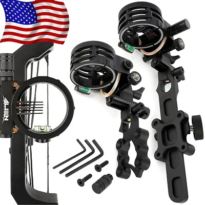 SHARROW Compound Bow Sight 5 Pin Micro Adjustable .019" Archery Hunting Target RH LH
