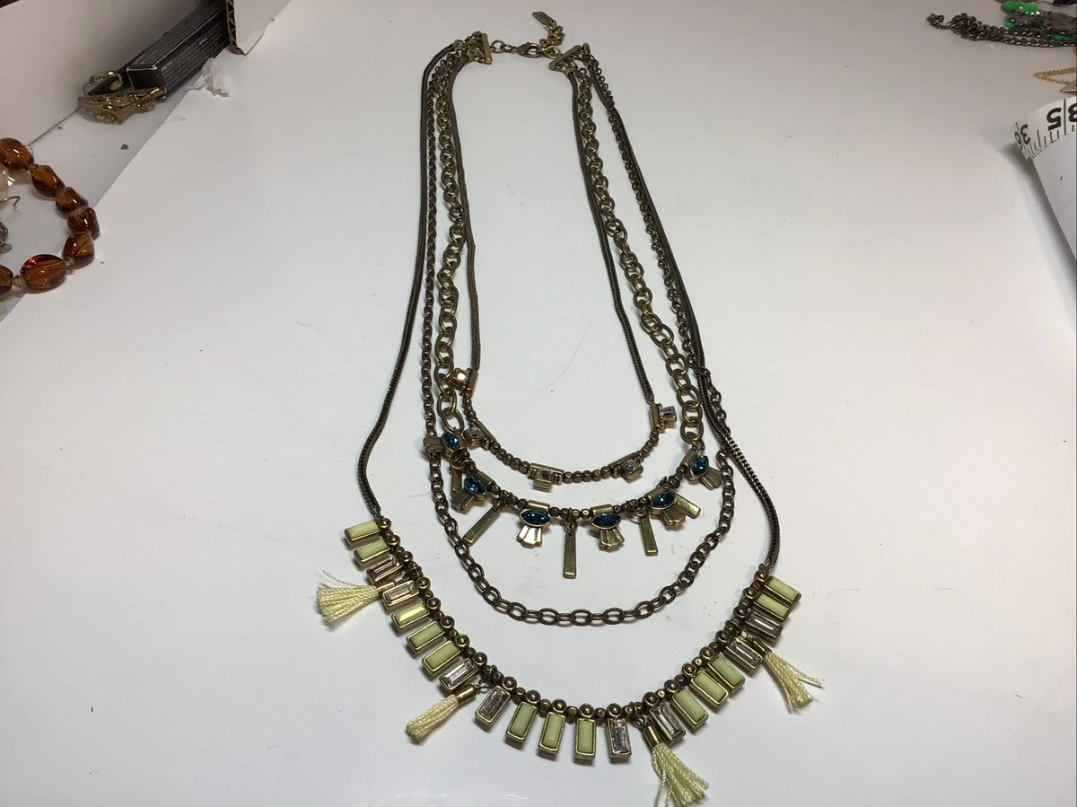 Silpada Necklace KR.Brass Swarovski Crystal Multi Strand