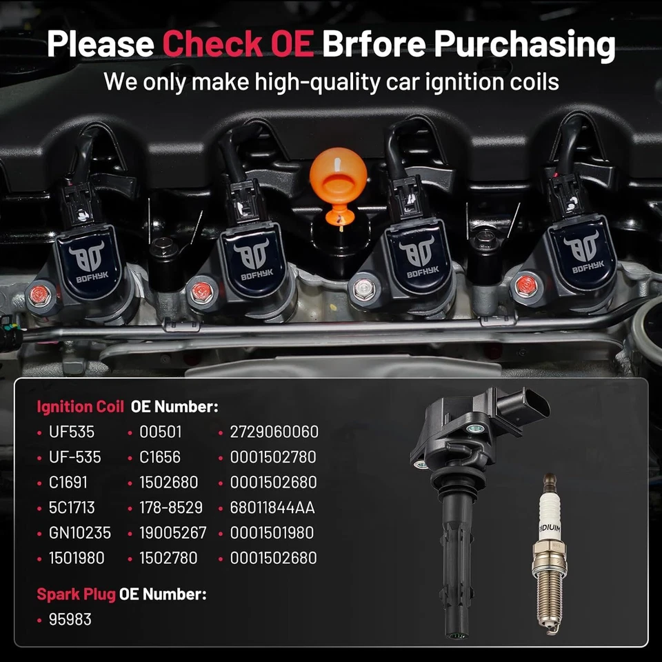 6 bobinas de encendido + bujías UF535 para Mercedes-Benz E350 2006-2011 3,5 L V6 Foto 4 de 4