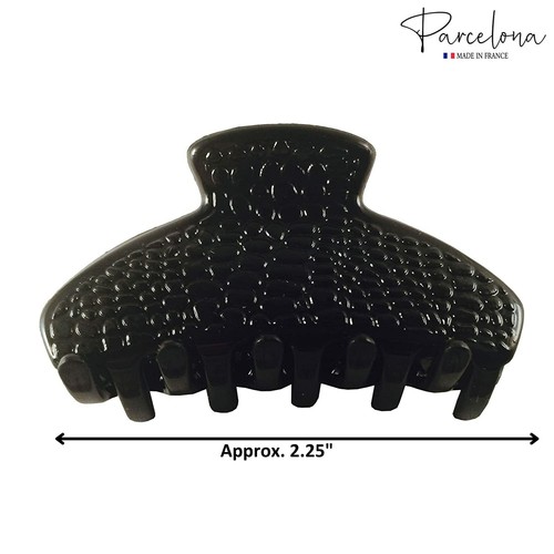 Parcelona France Croco Small Celluloid Black Claw Jaw Hair Clip Clutcher - Photo 3/5