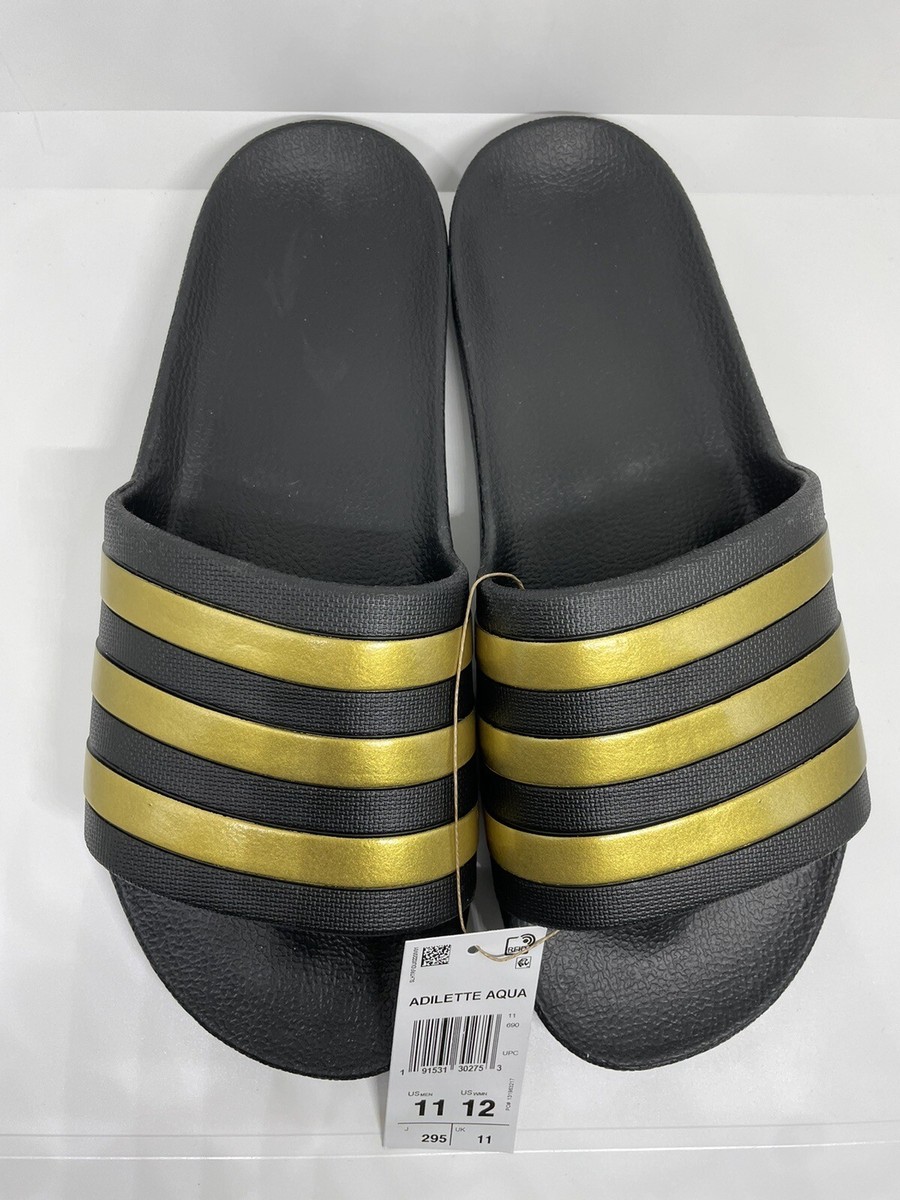 ADIDAS ADILETTE AQUA UNISEX BLACK SLIP ON SLIDES SANDALS