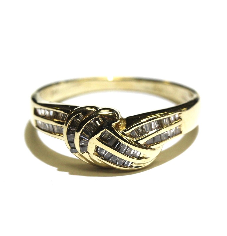14k yellow gold .50ct VS1 G baguette diamond cluster ring 3g estate vintage 8