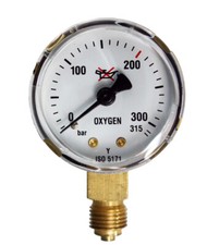 Manometer Sauerstoff Einfachskala 1/4" 0-315 bar Anschluss 50 mm