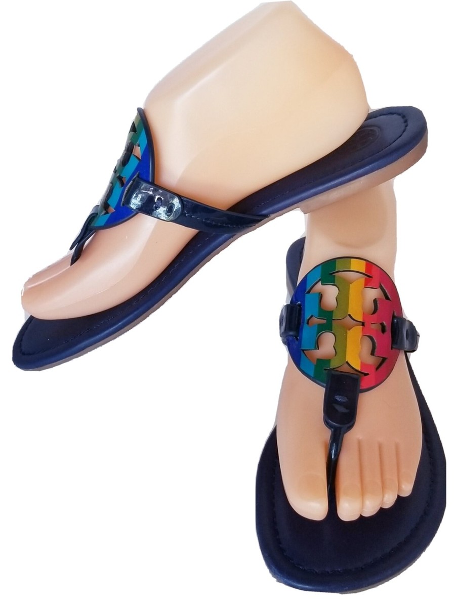 Leather Sandals Tory Burch Rainbow Slides Tory Burch Rainbow