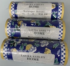 3 Rolls Laura Ashley Home Wallpaper Border Floral Gingham Cottagecore Chic NEW