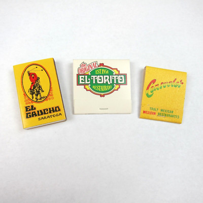3 Vintage Matchbooks El Gaucho El Torito Consuelos California Mexican Restaurant