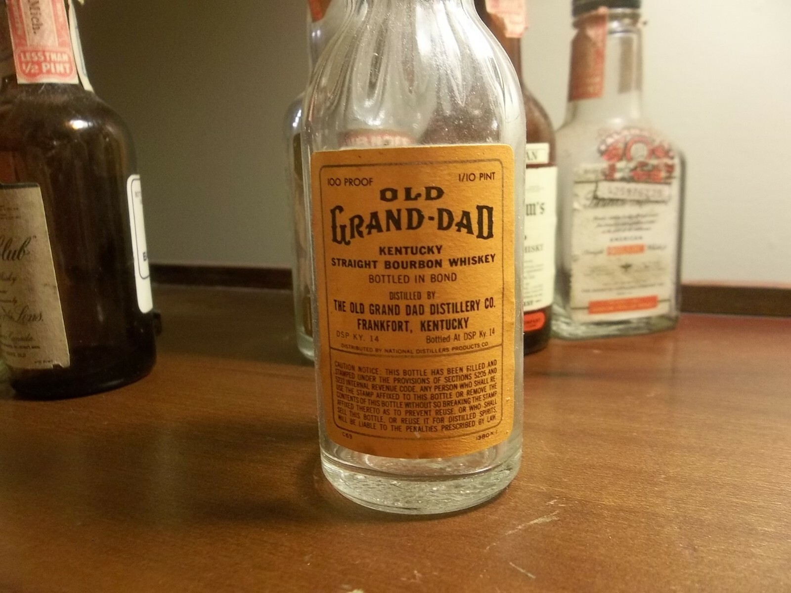 Seven Vintage 1960s Era Miniature Liquor Bottles Old Grand Dad Seagrams