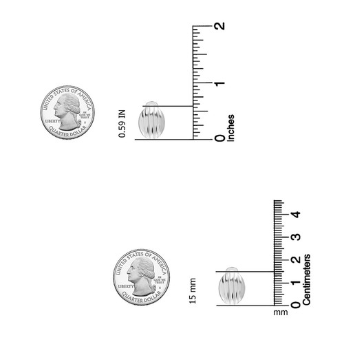925 Sterling Silver Non-Pierced Oval Texture Clip on Earring for Women Teen 15MM - Picture 4 of 7