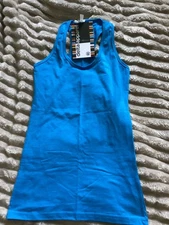 Delta Apparel Ringspun Junior Women Racerback Tank Top Blue size S new