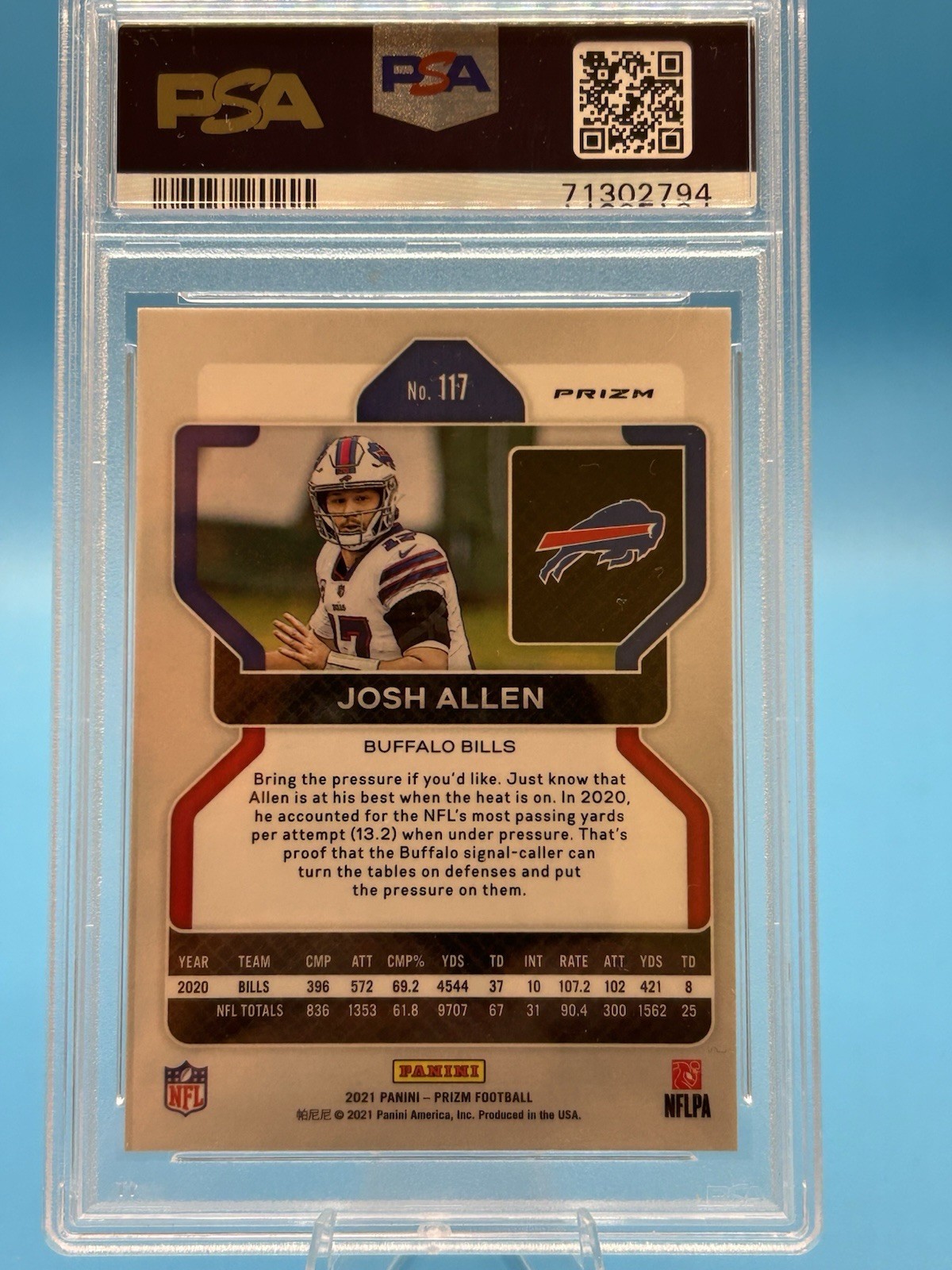 2021 Prizm Josh Allen Orange Disco Prizm  PSA 9 MINT Buffalo Bills #117 view 3