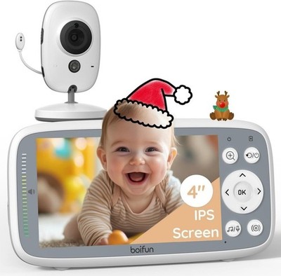 Baby Monitor with Camera and Audio, 4'' True-Color Screen 2-Way Talk, Temp Sensor