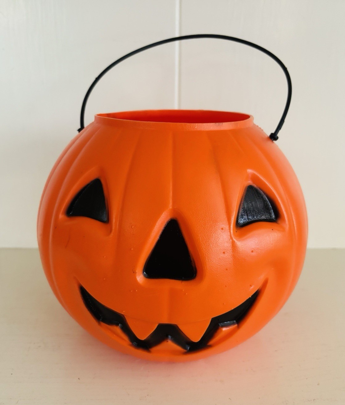 Vtg Blow Mold Halloween Candy Pail NOS Jack-o-Lantern 6