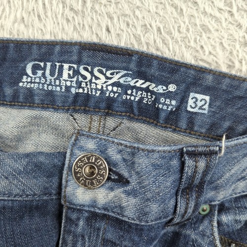 VTG Y2K Guess Jeans Womens 32 Blue Low Rise Flare Fade Embroidered Denim Stretch - Picture 18 of 22