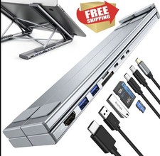 Ultimate USB C Docking Station Stand   8-in-1 Hub with Foldable Laptop Stand US