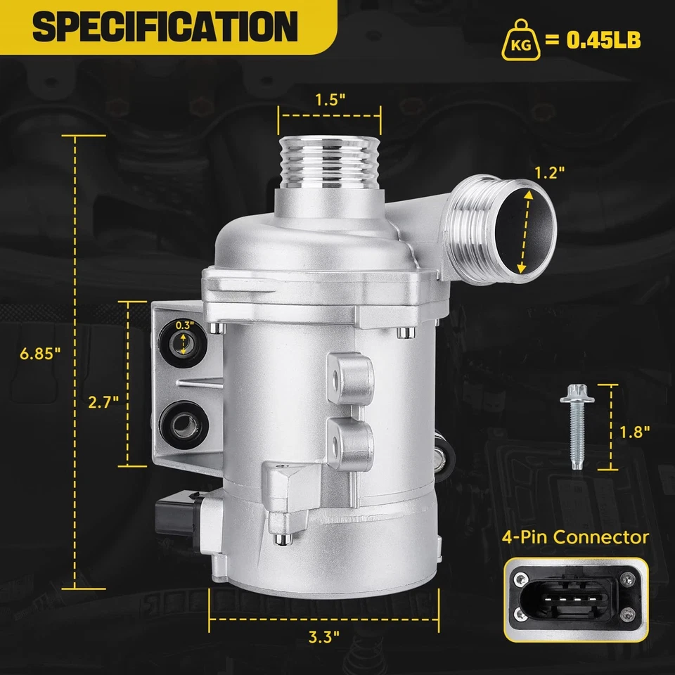 Electric Engine Water Pump For BMW X3 X5 328i 128i 528i 11517586925 OE Replace - Image 3 of 4