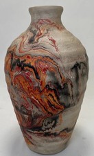 Vintage Nemadji Pottery Coil Vase 8 12 Inch Orangered Orange Swirls Vintage Nemadji Pottery Coil Vase 8 12 Inch Orangered Orange Swirls