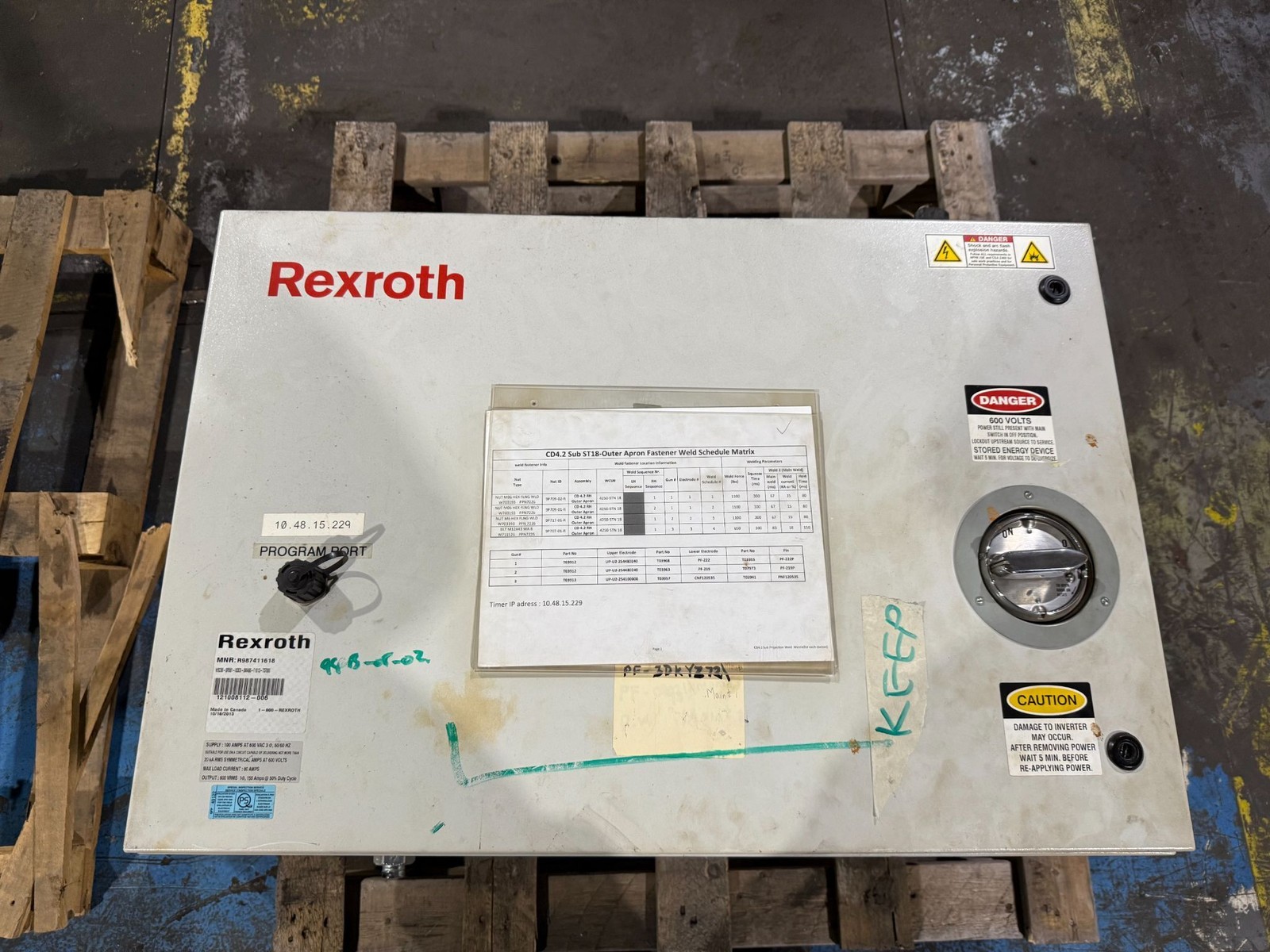 BOSCH REXROTH R987411618 Ethernet Weld Controller PARTS ONLY