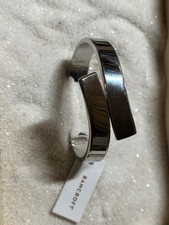 Bancroft Carter Silver Twisted End Cuff Bracelet | Minimalist Open Bypass Bangle