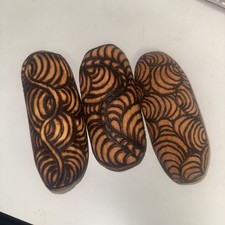 Set of 3 Hand Carved Wood Serving Boards Rustic Boho Folk Art Decor