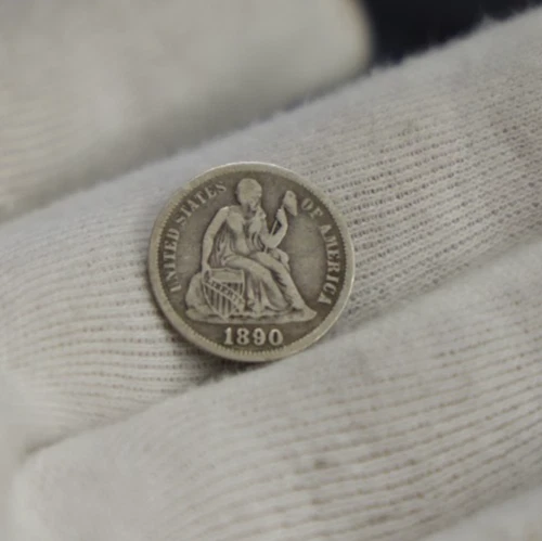 1890 US Seated Liberty Dime 10c VG+ (Cleaned)