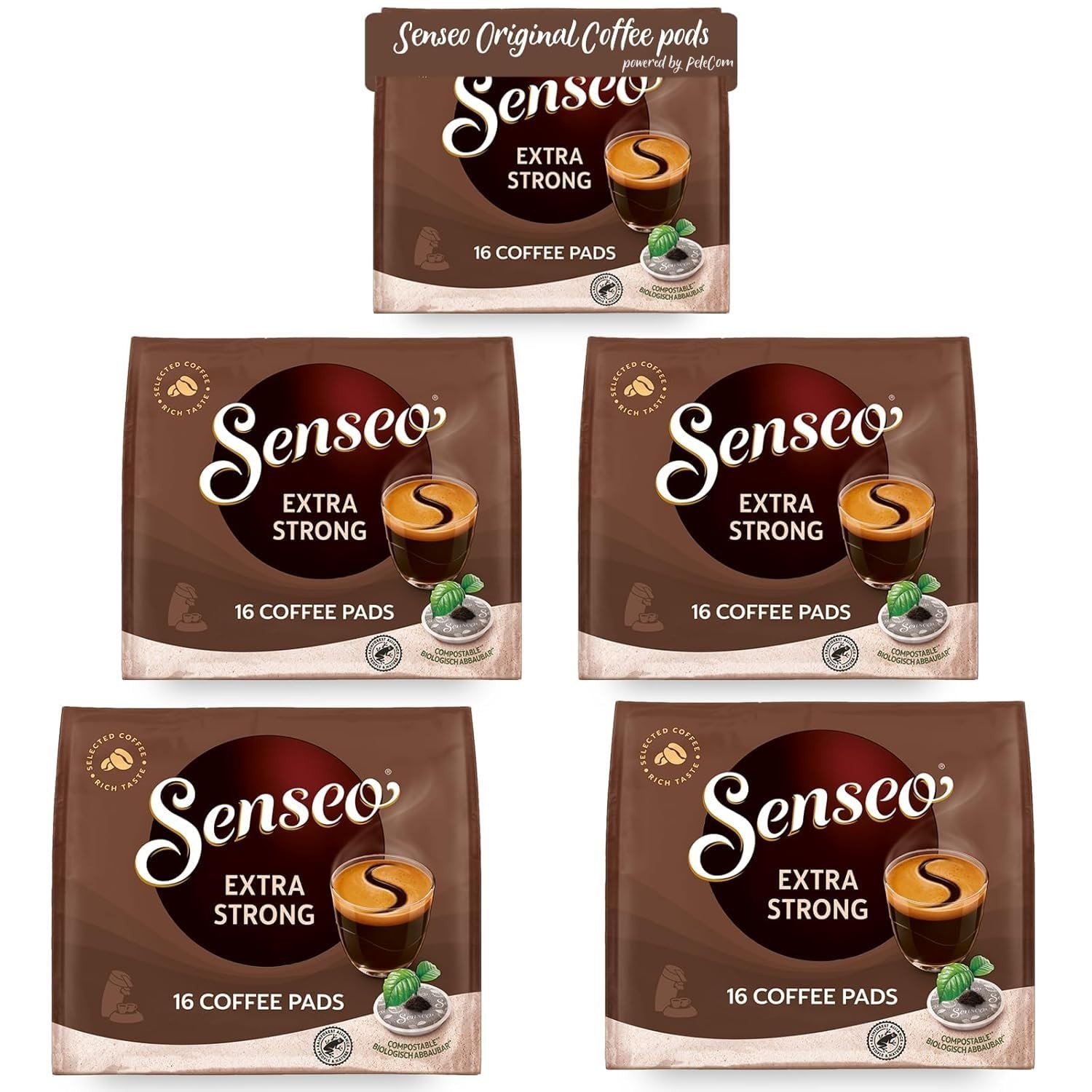 Senseo Extra Strong Dark Roast Coffee Pods, 16 Count (Pack of 5) - Single Serve