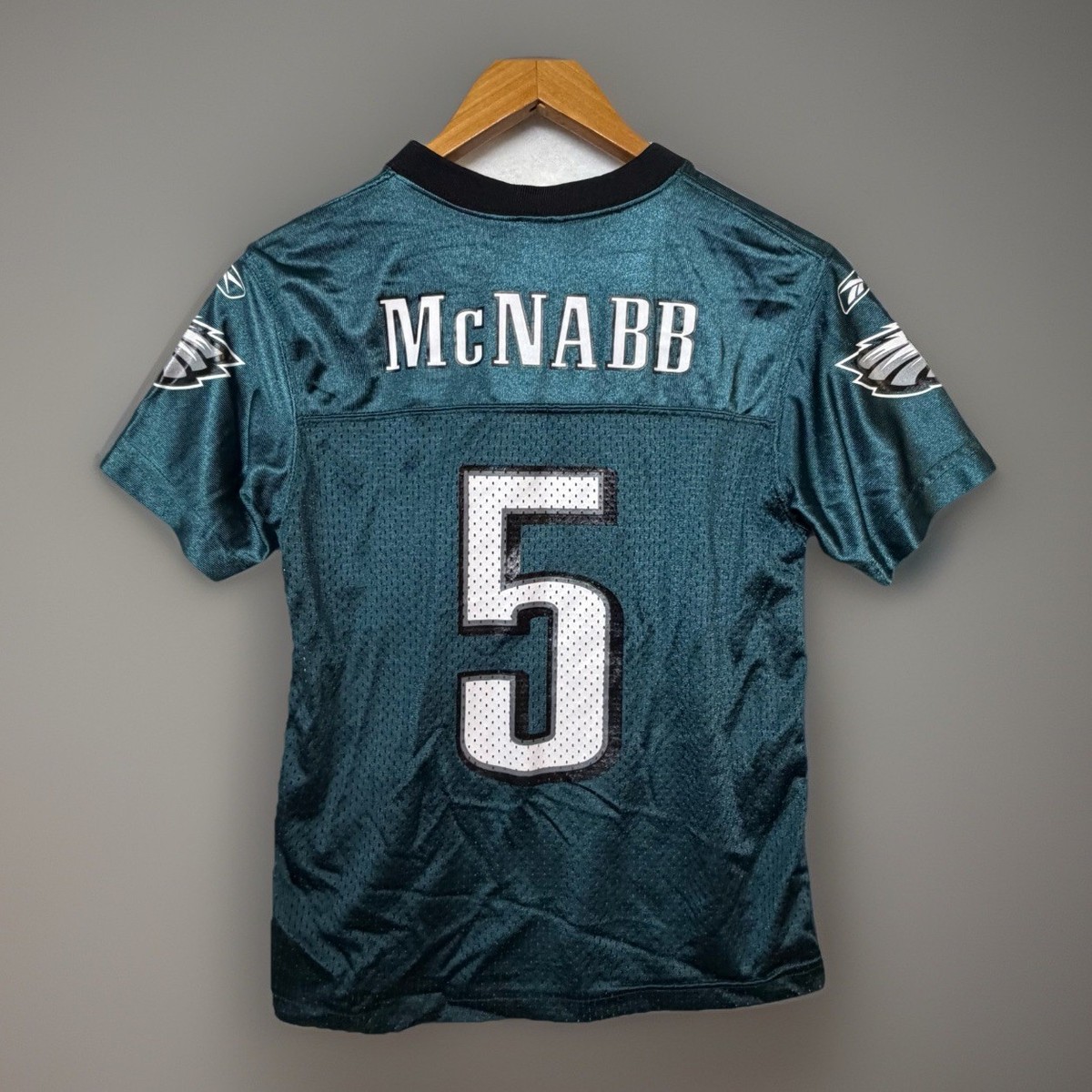 (No Helmet/未開封品)マクファーレンNFL ドノバン・マクナブ Youth Reebok Donovan McNabb #5 Philadelphia Eagles Green Jersey M