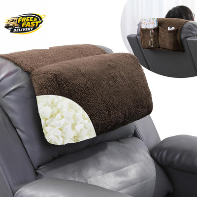 Sherpa Head Recliner Pillow with Pocket,Headrest Neck Cushion for Neck Support a