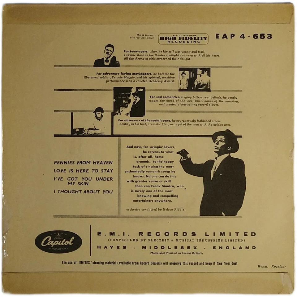 Frank Sinatra Songs For Swingin' Lovers (Part 4) 7" EP (1958) Capitol  EAP4 653 - Image 2 of 4
