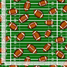 Cotton Football Football Feilds Touchdown Green Fabric Print by Yard D664.77