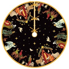 Christmas Nativity Tree Skirt 48 Inch Holy 48 inches, Sq-010