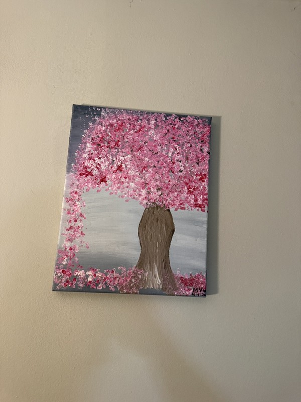 Handmade Painting of a Pink Tree