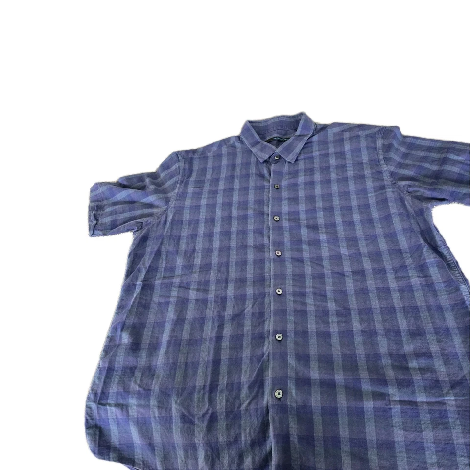 Camisa Zachary Prell Para Hombre 2xl Azul Cuadros Manga Corta Franela Abotonada Foto 2 de 4