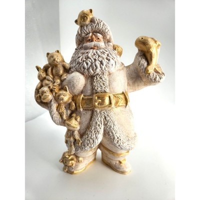 Santa Claus Ceramic White and Gold Festive Christmas Frog Cow Bunny Bear Pig....