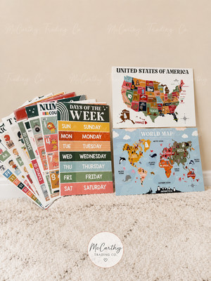 Educational Poster Set   18 Laminated Preschool & Homeschool Learning Charts
